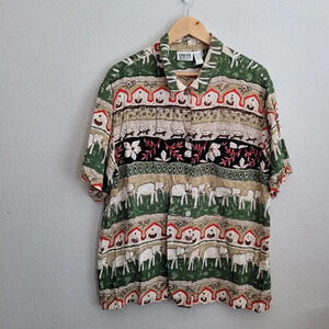 Vintage Chico's Design Women Button-Up Top 2 Multicolor 100% Rayon Short Sleeves